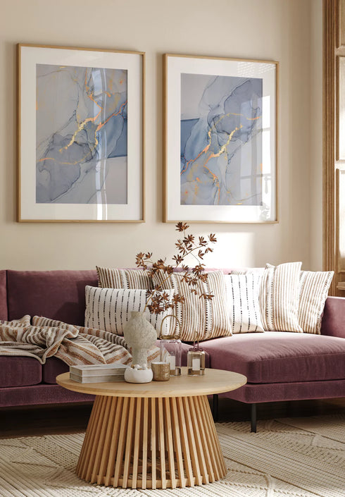 Conjunto de 2 Pósters Mármol Acuarela de Oro Rosa Real 50x70cm